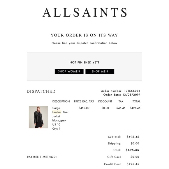 All Saints Black-Gray Cargo Leather Biker Jacket - Picture 6 of 11